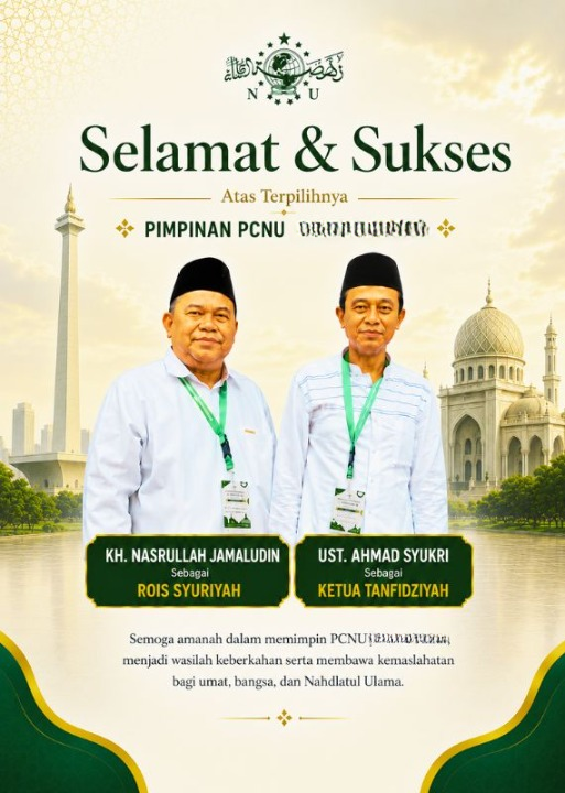 PCNU  Pengurus Cabang Kabupaten Lima Puluh Kota Rois Syuriyah KH Nasrullah Jamaludin dan Ketua Tanfidziyah Ust Ahmad Syukri